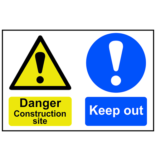 Danger Construction Site Keep Out Sign - RPVC, 600 X 400mm